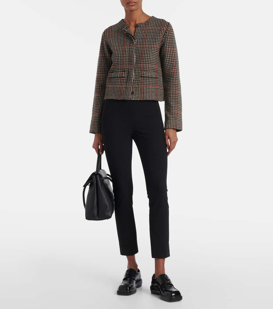 Checked wool cardigan