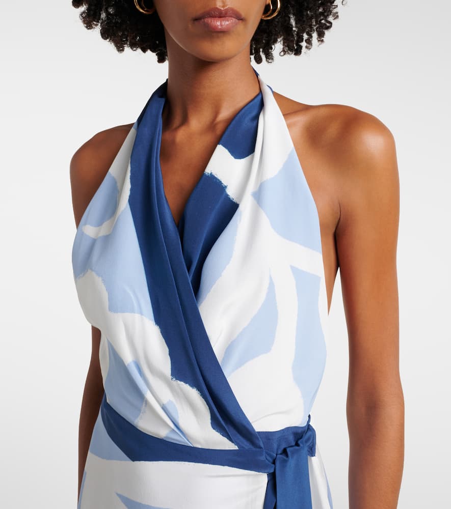 Portia printed silk satin wrap dress