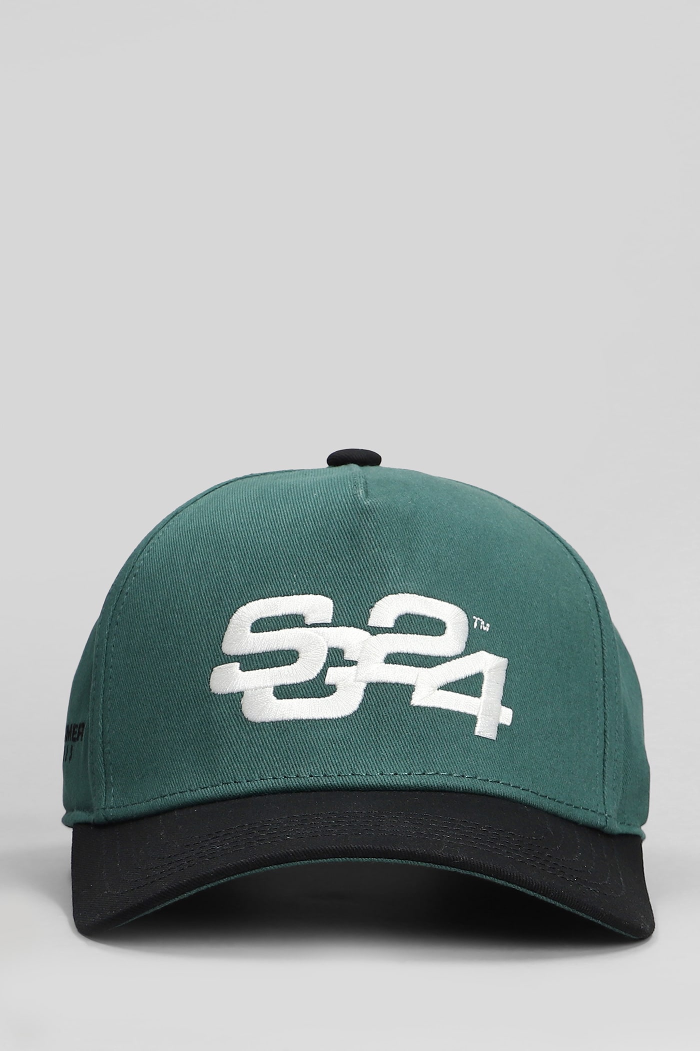 Motif-embroidered cap - Green