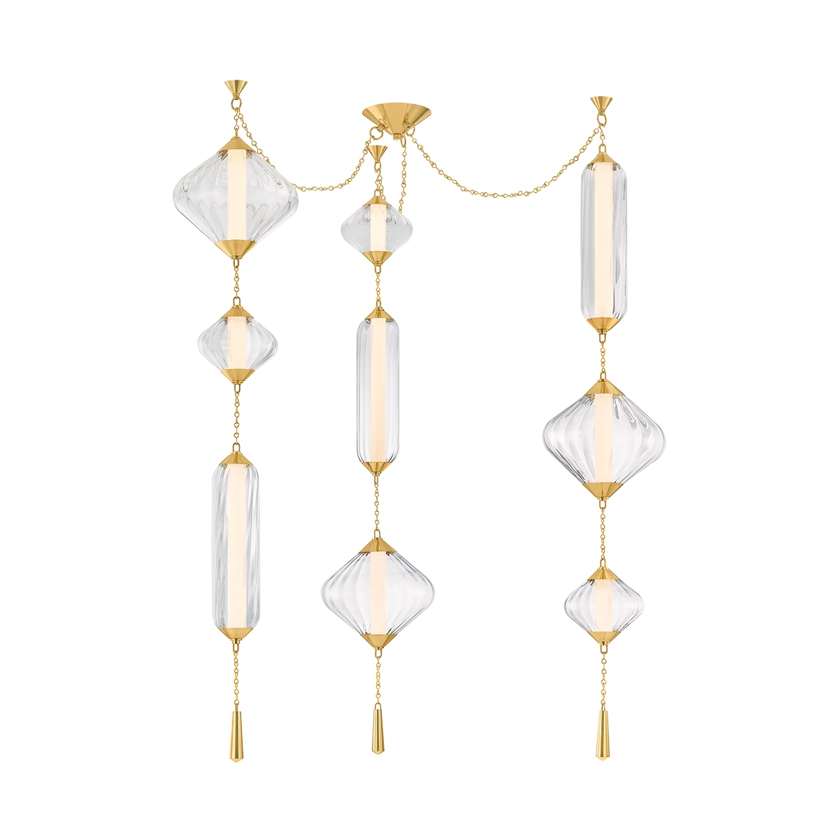 Vintage Polished Brass LED Chandelier from the Fiorello Collection