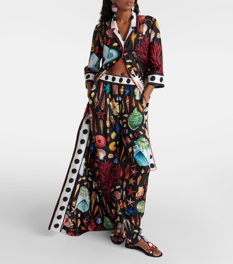 Capri printed silk satin pants
