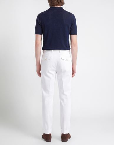 Man Pants White Size 38 Cotton, Elastane