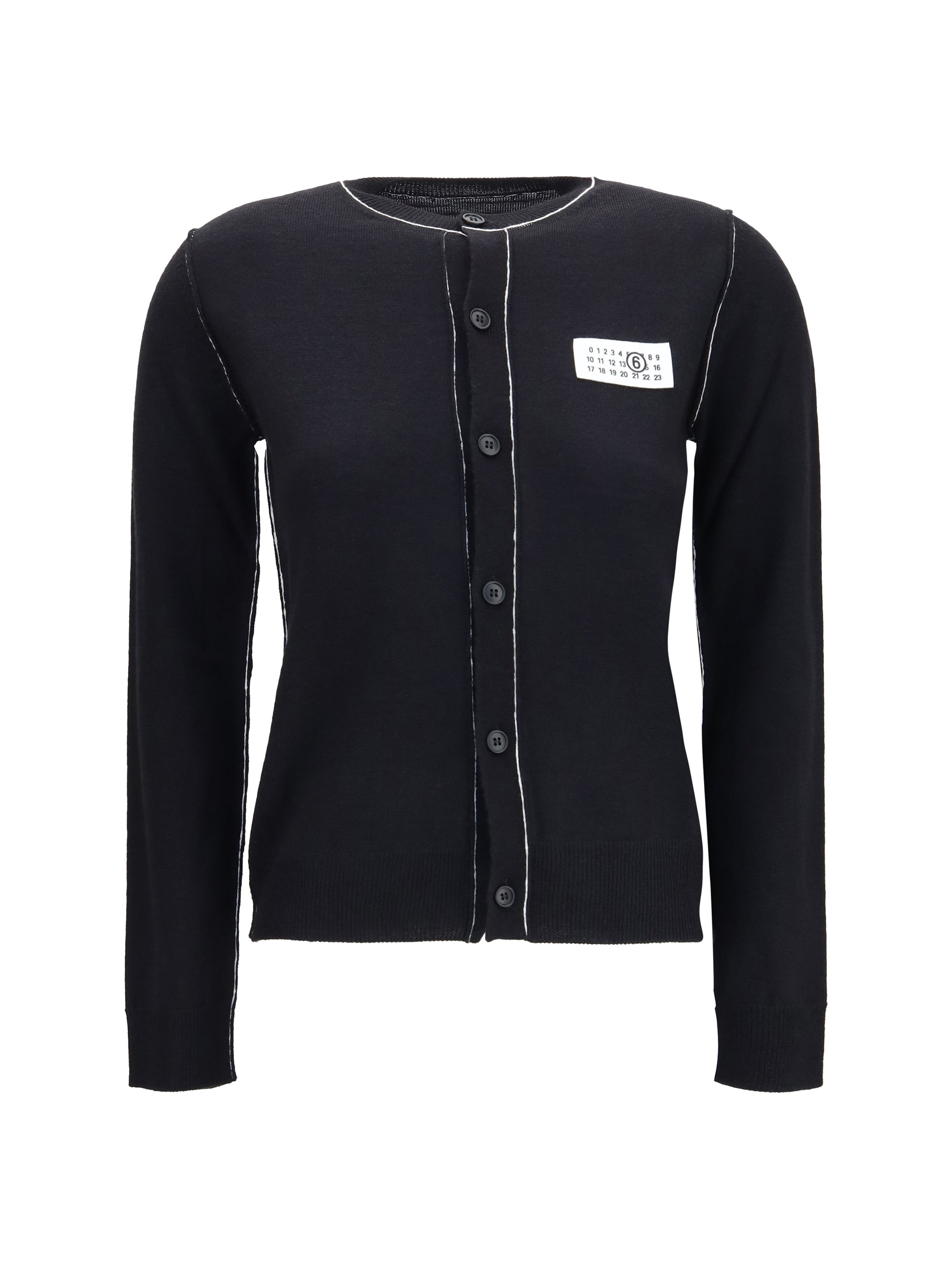 Wool Blend Button Cardigan — Black