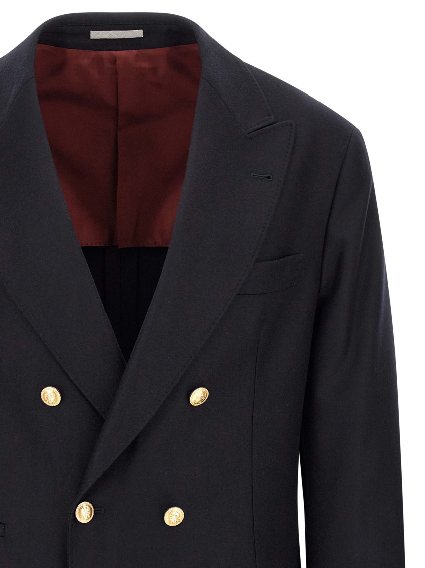 Navy Blue Peaked Lapel Blazer