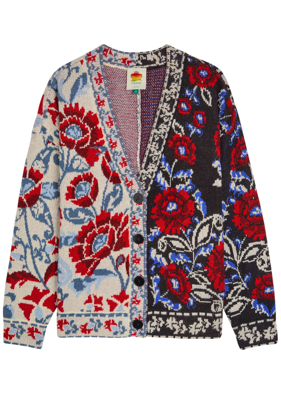 Mixed Valentina Floral-jacquard Knit Cardigan