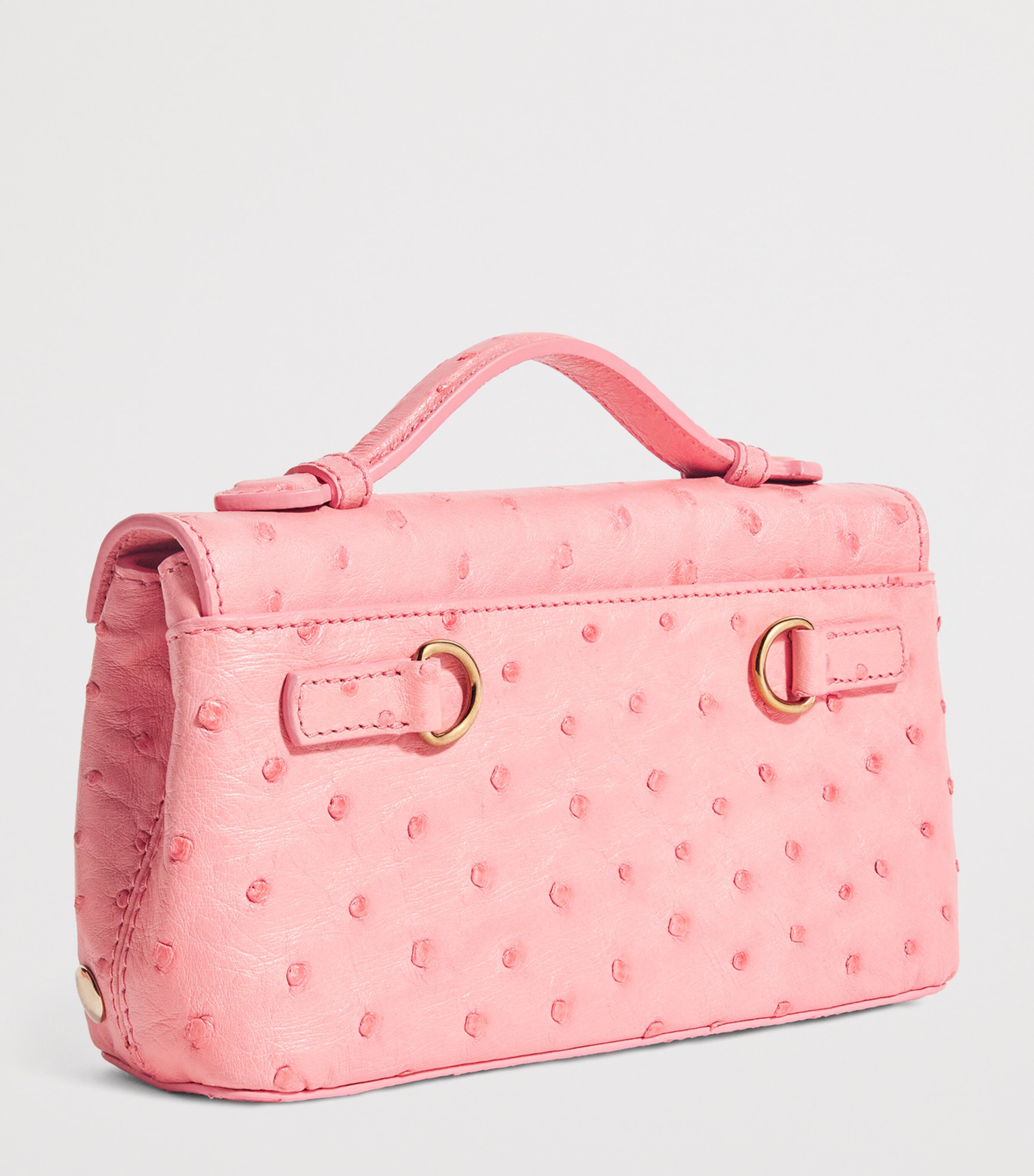 Analeena Ostrich Leather Top-Handle Bag
