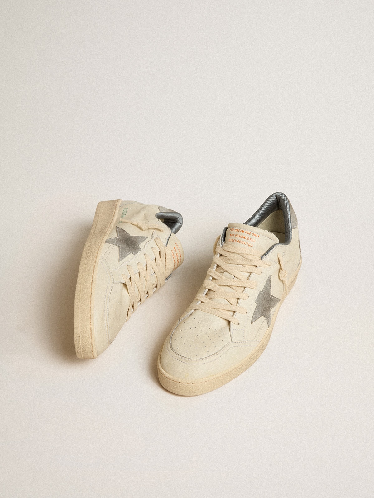 Golden Goose - Ball Star In Nappa Leather With Gray Suede Star And Heel Tab, Man