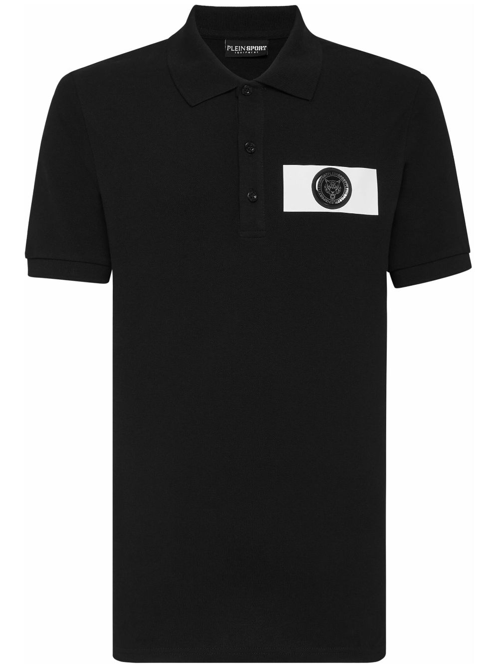 Logo-patch cotton polo shirt - Black