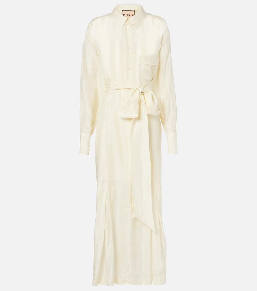 Belted silk shirtdress