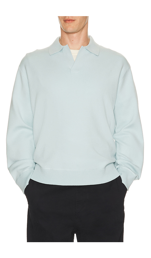 Theory Light Bilen Jonny Collar Pop Over Sweater in Baby Blue. - S also in L, M, XL/1X, XXL/2X