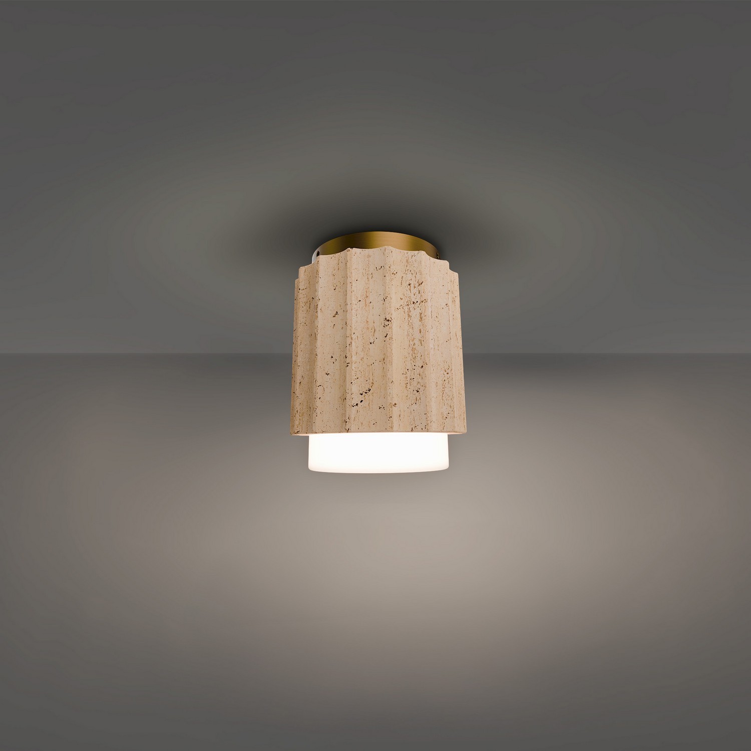 Beige Travertine Aged Brass LED Flush Mount from the Caviar Collection