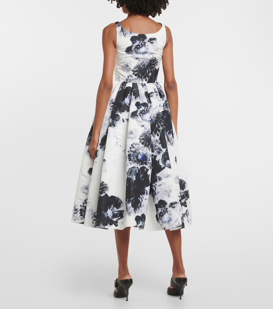 Printed polyfaille midi dress