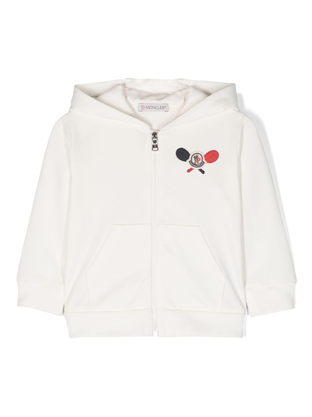 Logo-patch zip-up hoodie - White
