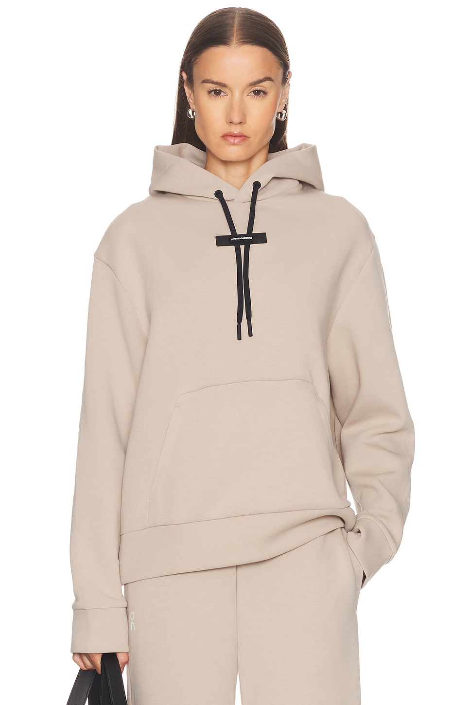 On Focus Tech Hoodie in Desert - Beige. S also in L