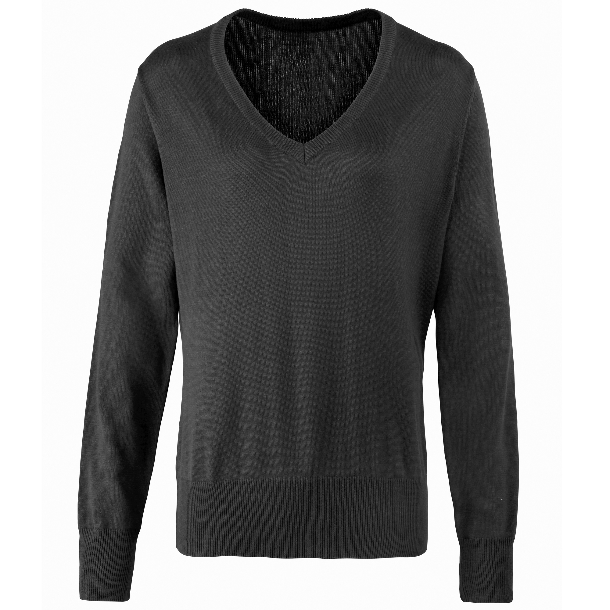 Premier Womens/Ladies V-Neck Knitted Sweater / Top Charcoa
