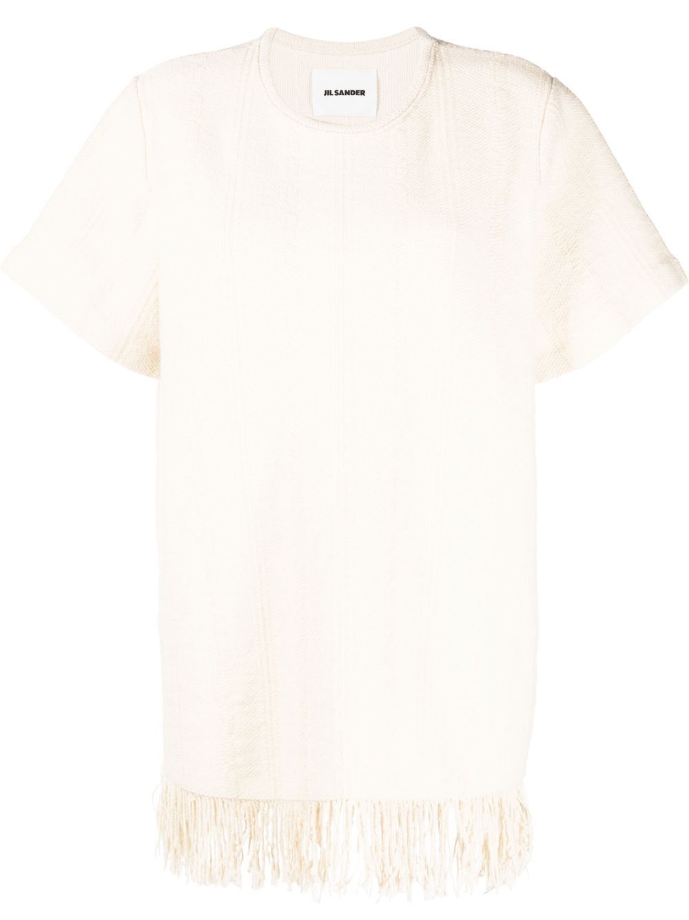 Fringe-detail knitted top - Neutrals