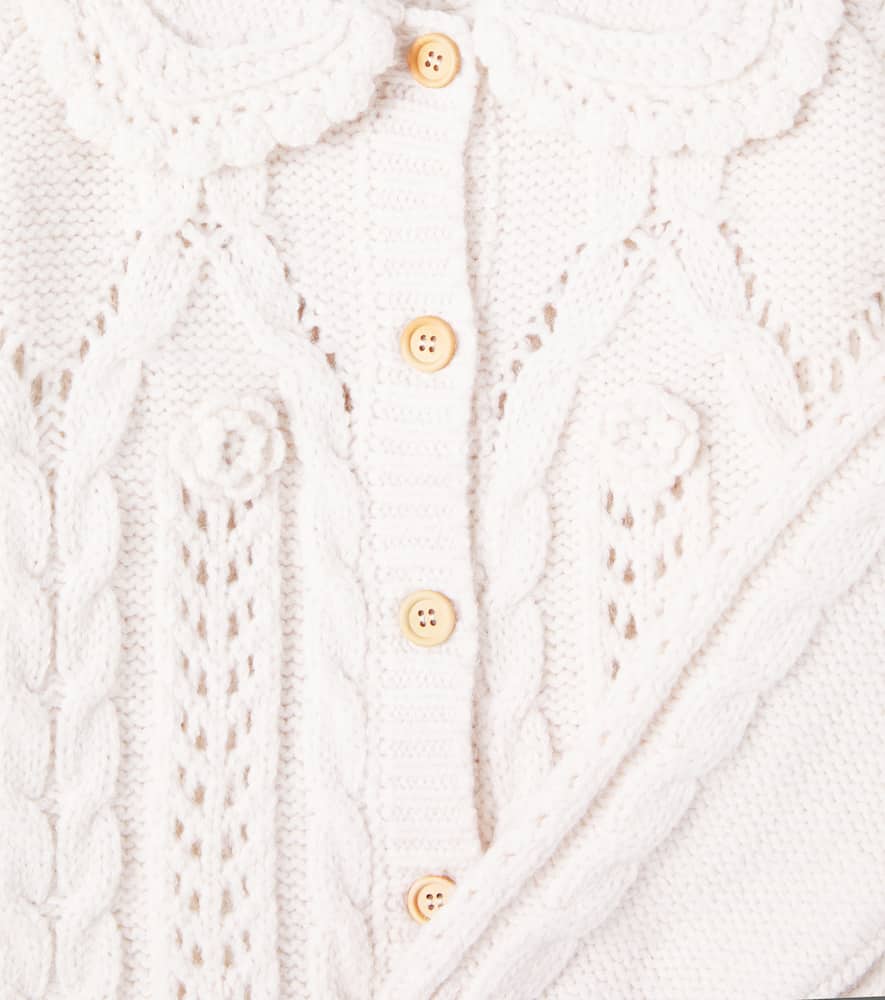 Khellana cable-knit floral cardigan