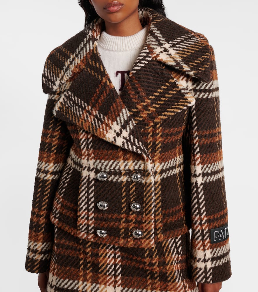 Checked double-breasted wool-blend jacket