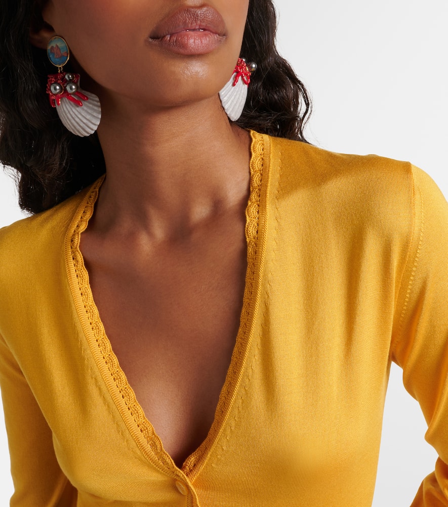 Cropped silk cardigan