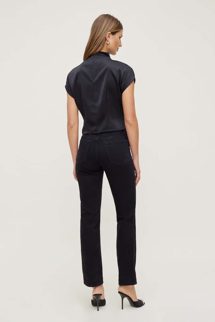 Frenchie High Rise Slim Leg Jeans - Black - Women Clothing