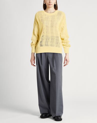 Woman Sweater Pastel yellow Size S Cashmere, Linen, Metal
