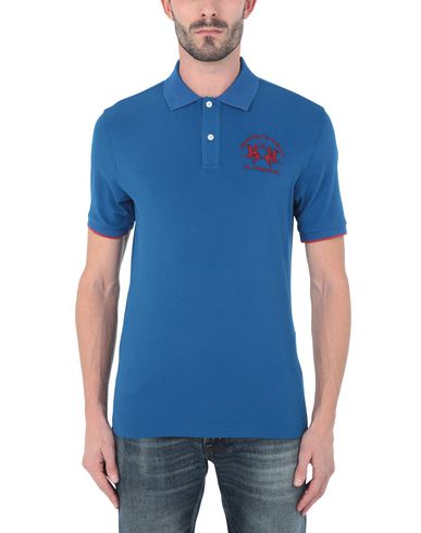 La Martina Man Polo shirt Blue Size 4XL Cotton, Elastane