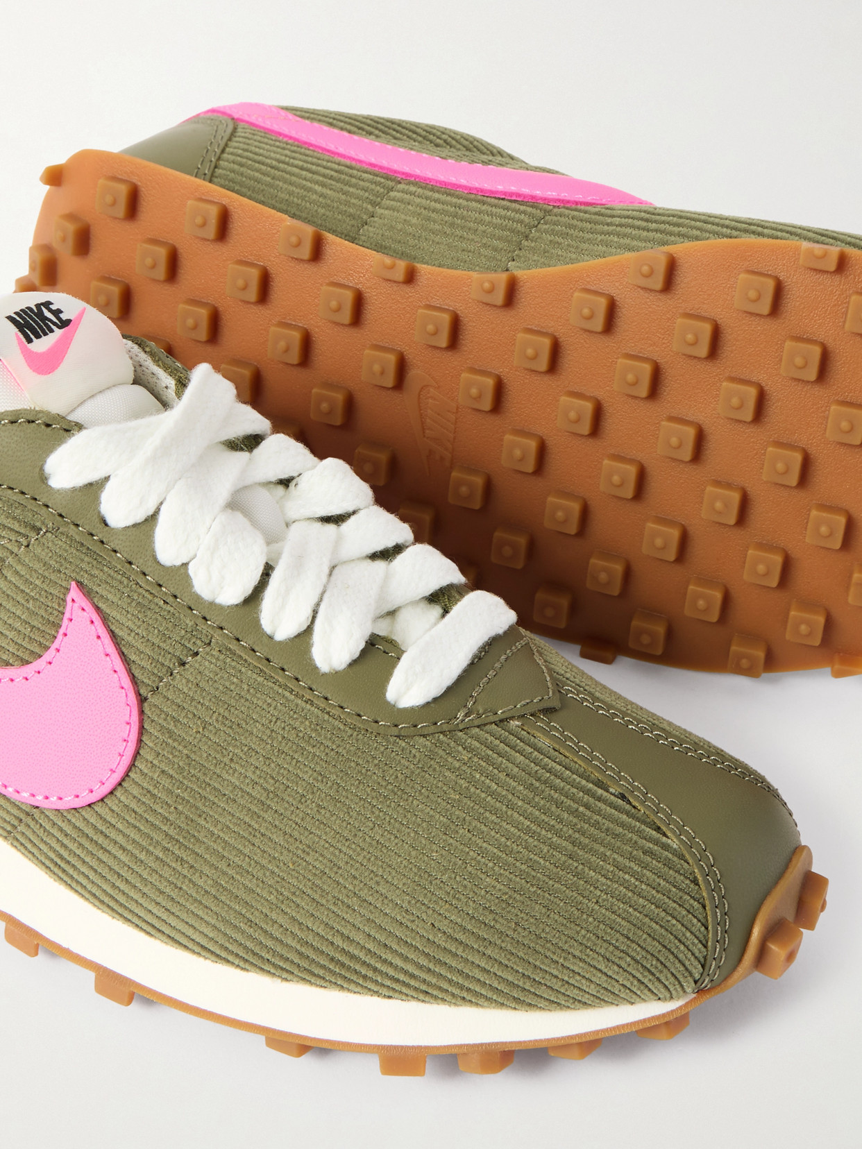 Ld-1000 Leather-trimmed Corduroy Sneakers - Green