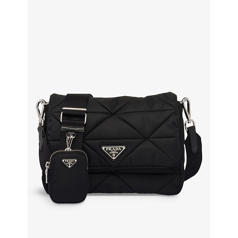 Womens Black Padded Re-Nylon Shoulder bag 