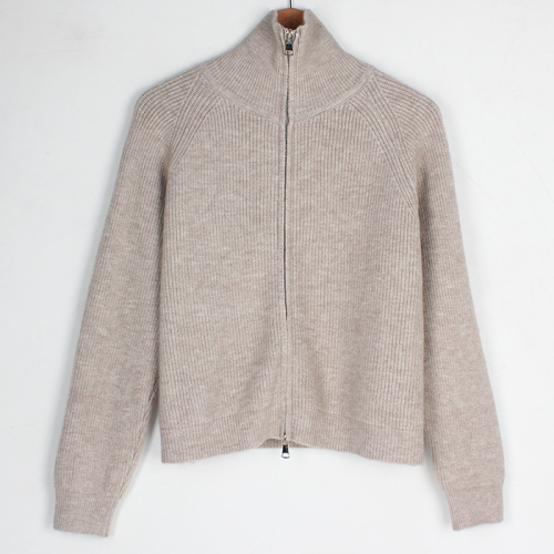 Two-way zip-up daily soft knit cardigan 3 colors