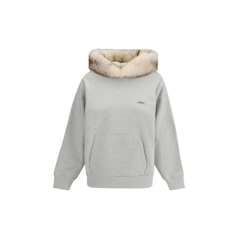 Shearling-Lined Hood Hoodie — Gray