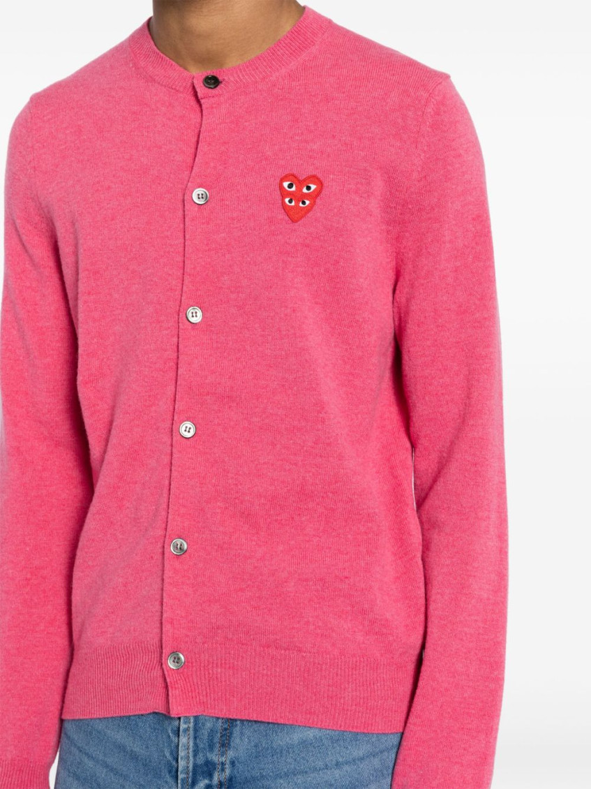 Pink Round Neck Logo Cardigan