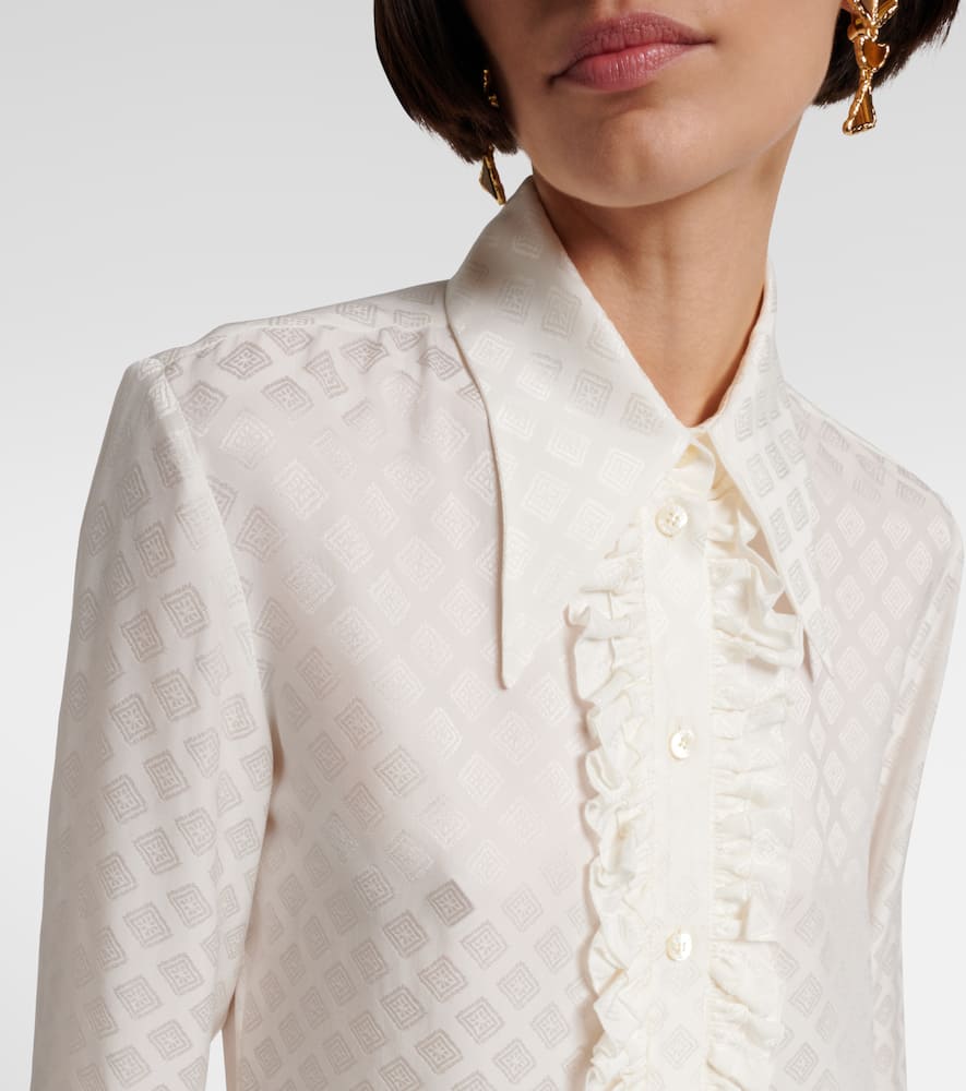 Printed silk-blend satin blouse