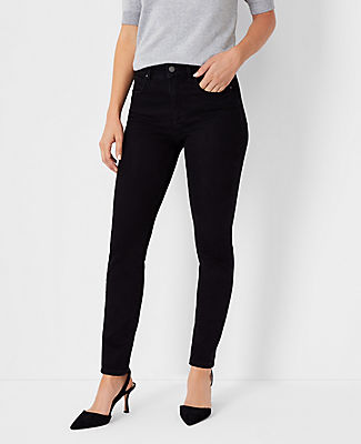 Ann Taylor Tall Mid Rise Skinny Jeans in Jet Black Wash
