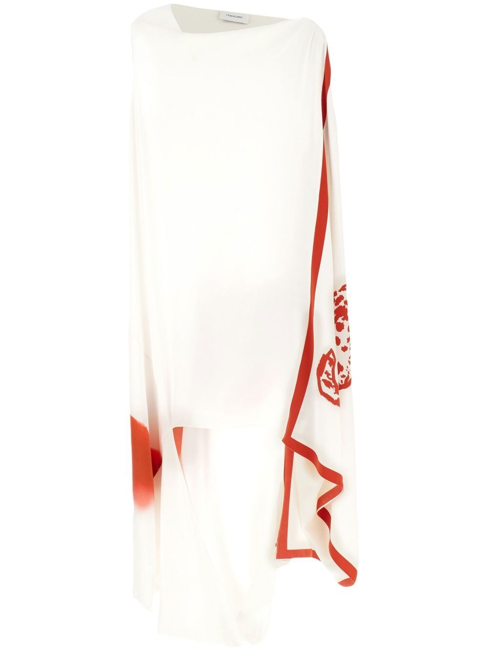 Printed draped midi dress - White