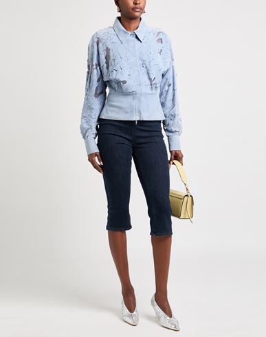 Woman Shirt Sky blue Size 12 Lambskin, Cotton, Elastane
