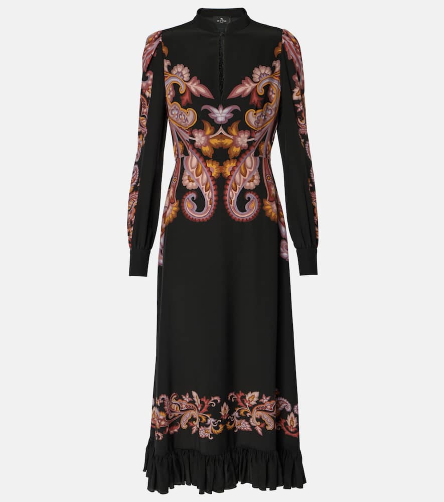 Paisley silk midi dress
