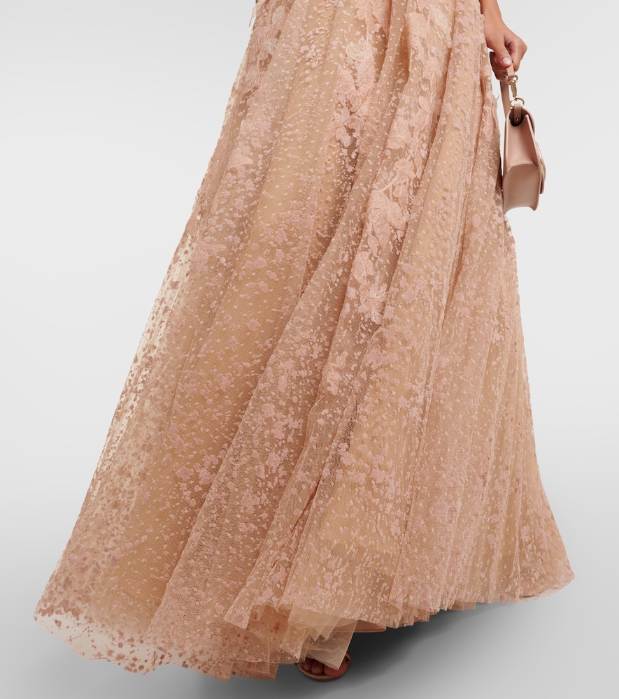 Appliqué tulle gown