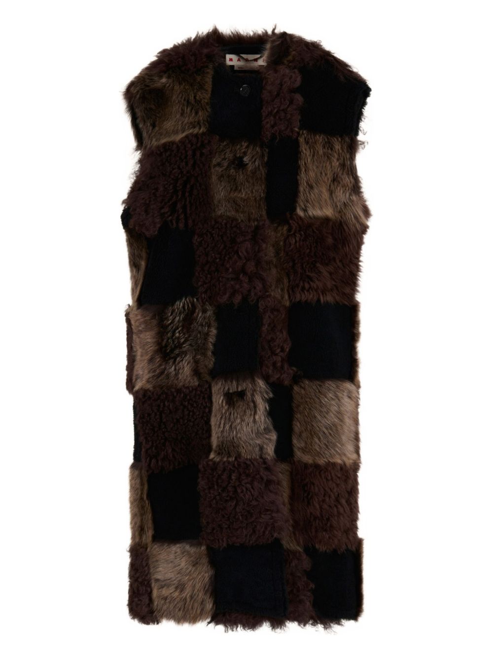 Patchwork faux fur gilet - Brown