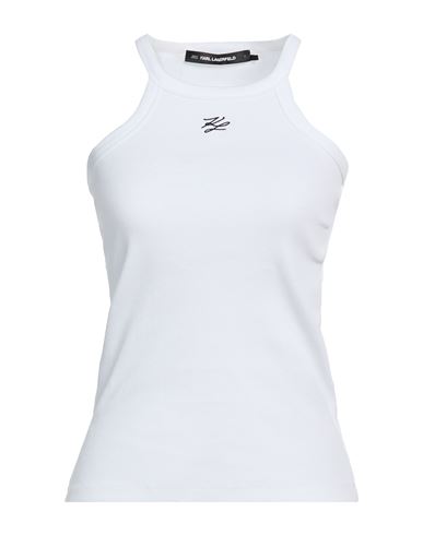 Woman Tank top White Size L Cotton, Elastane