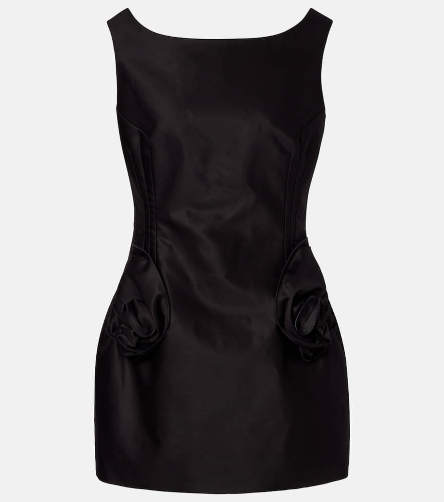 Floral-appliqué cotton minidress