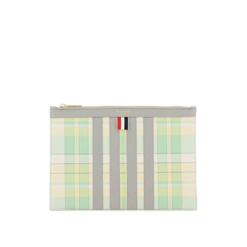 Plaid-check print clutch bag - Green