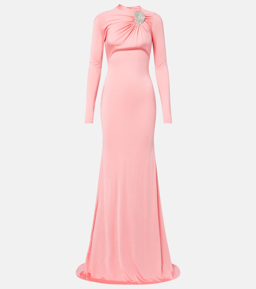 Embellished satin gown