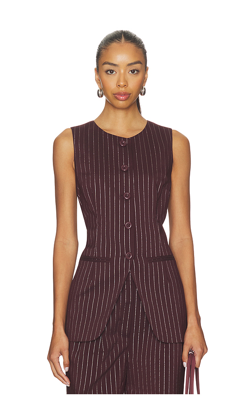 SIMONMILLER Sabine Pinstripe Vest in Burgundy. - L also in