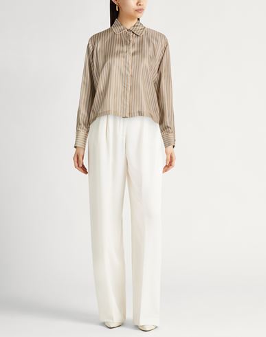 Woman Shirt Taupe Size 6 Silk