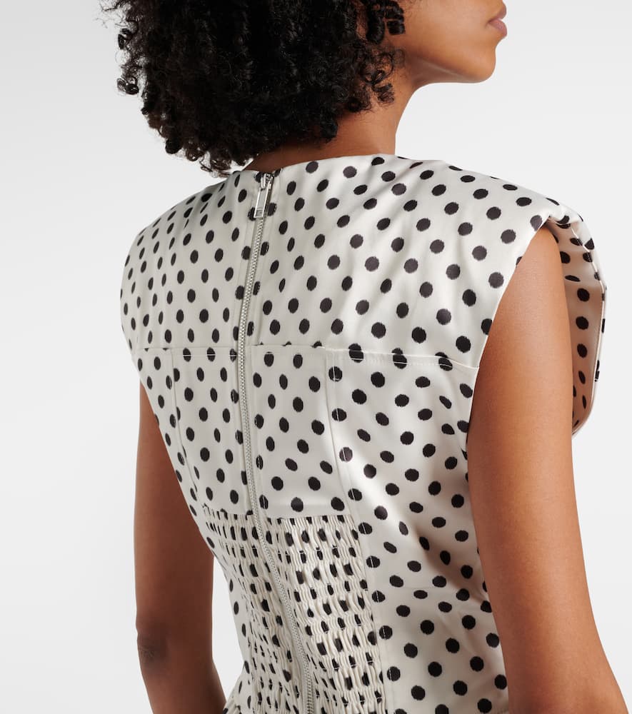 Polka-dot satin corset dress