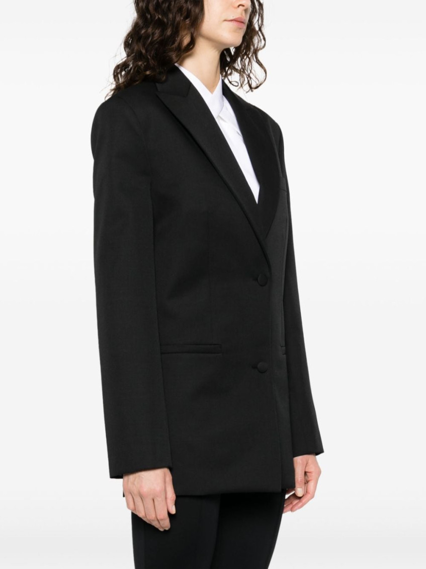 Single-breasted virgin-wool blazer - Black