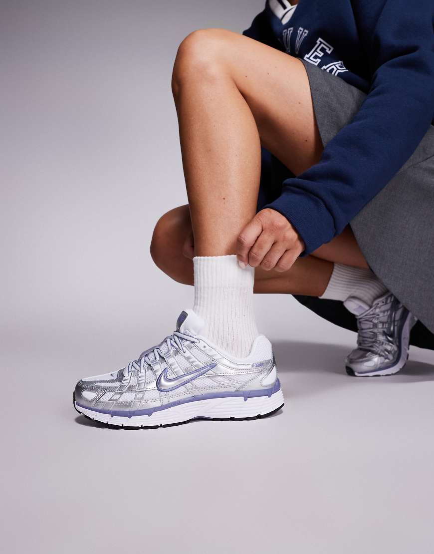 P-6000 unisex trainers in silver and purple