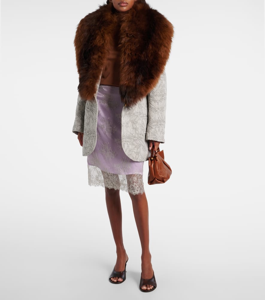 Shearling-trimmed cotton coat