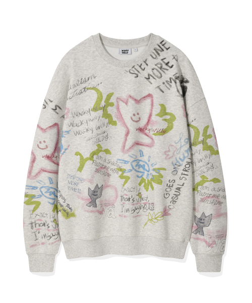 Kiki Graffiti Print Sweatshirt Oatmeal