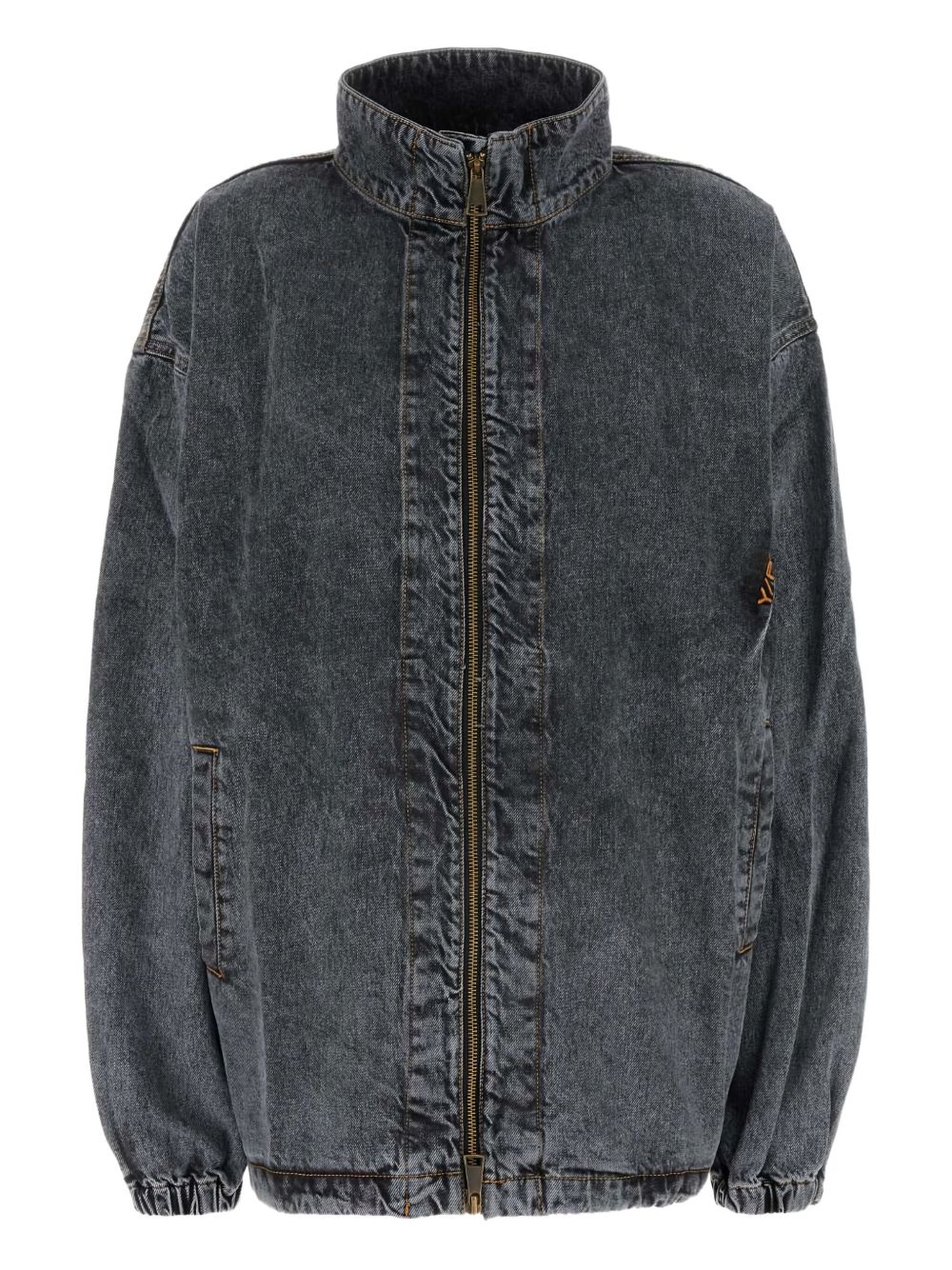 Y/Project funnel-neck denim jacket - Grey